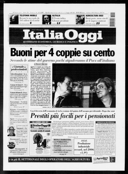 Italia oggi : quotidiano di economia finanza e politica